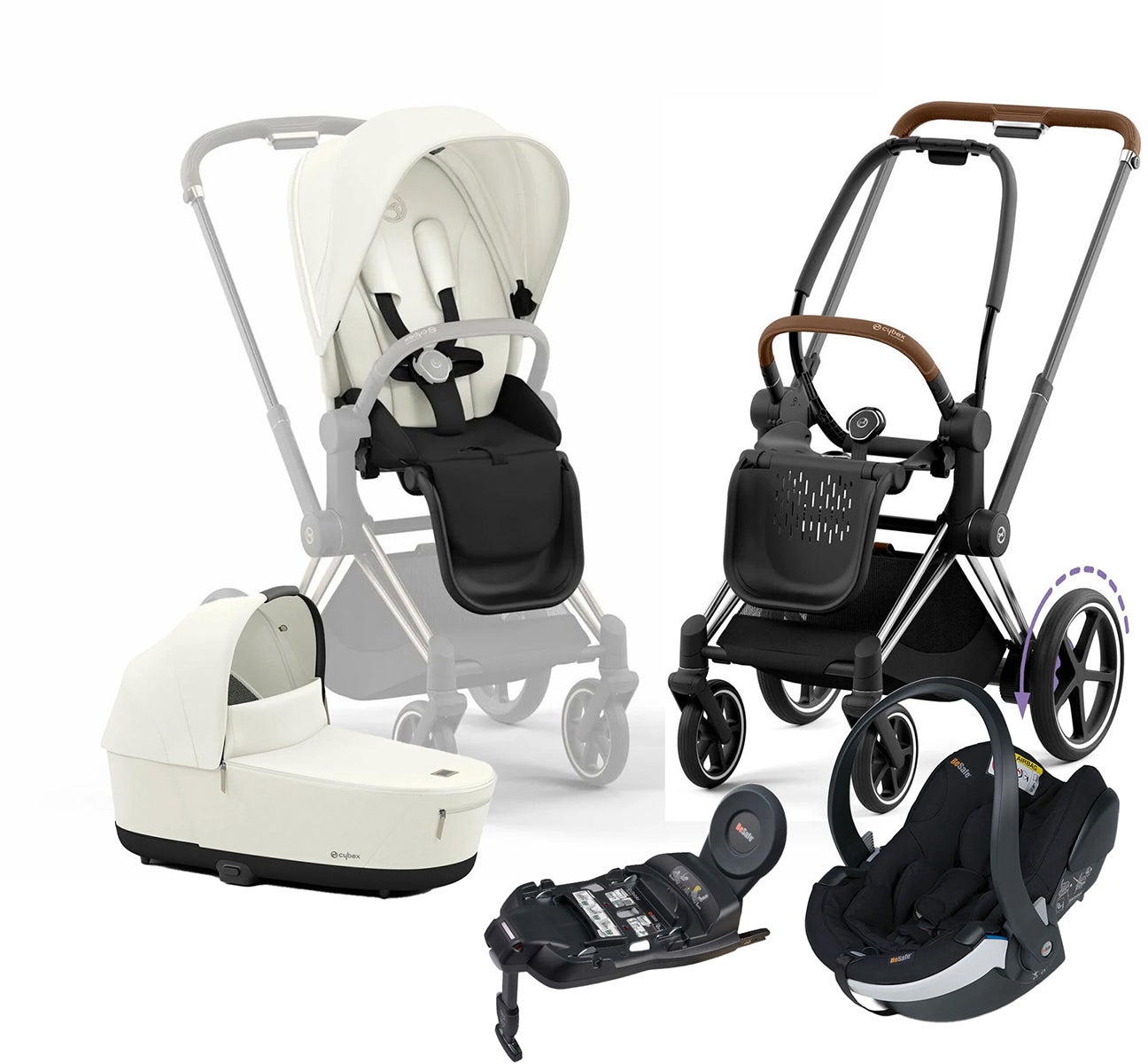 Cybex e-Priam Duovagn inkl. BeSafe iZi Go Modular X2 &  Bas