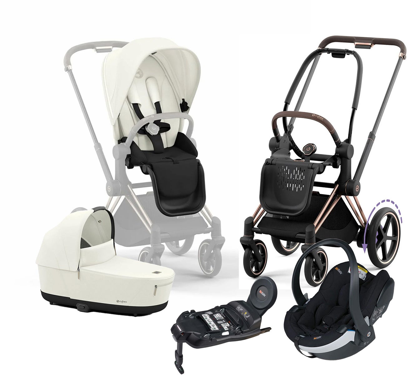 Cybex e-Priam Duovagn inkl. BeSafe iZi Go Modular X2 &  Bas