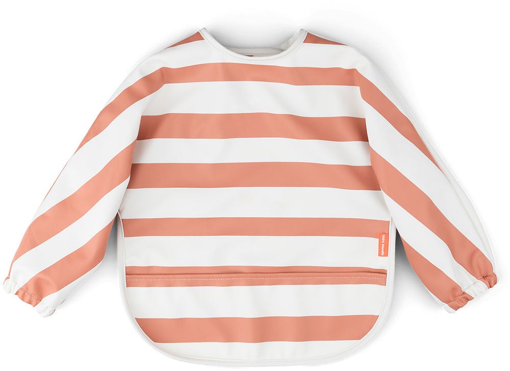 Done By Deer Långärmad Haklapp|Stripes Papaya