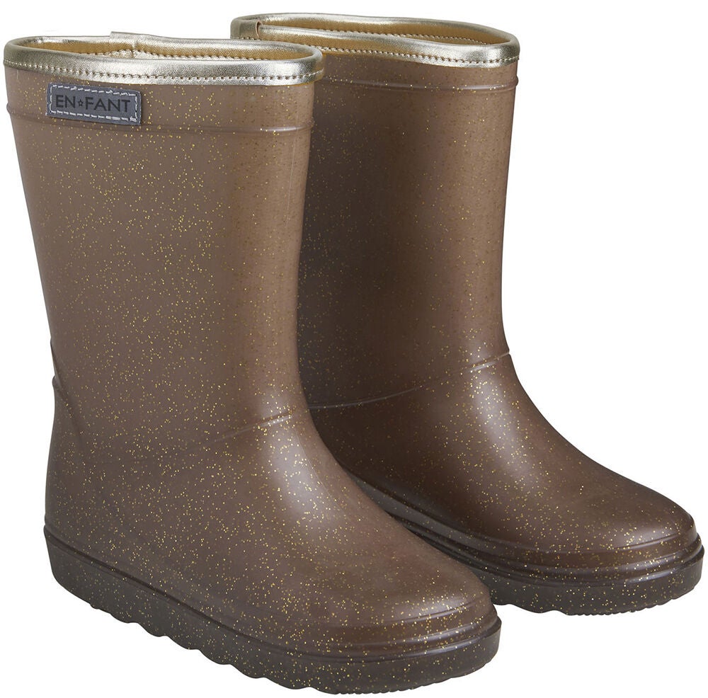 EN FANT Fodrade Gummistövlar Glitter|Coffee Bean