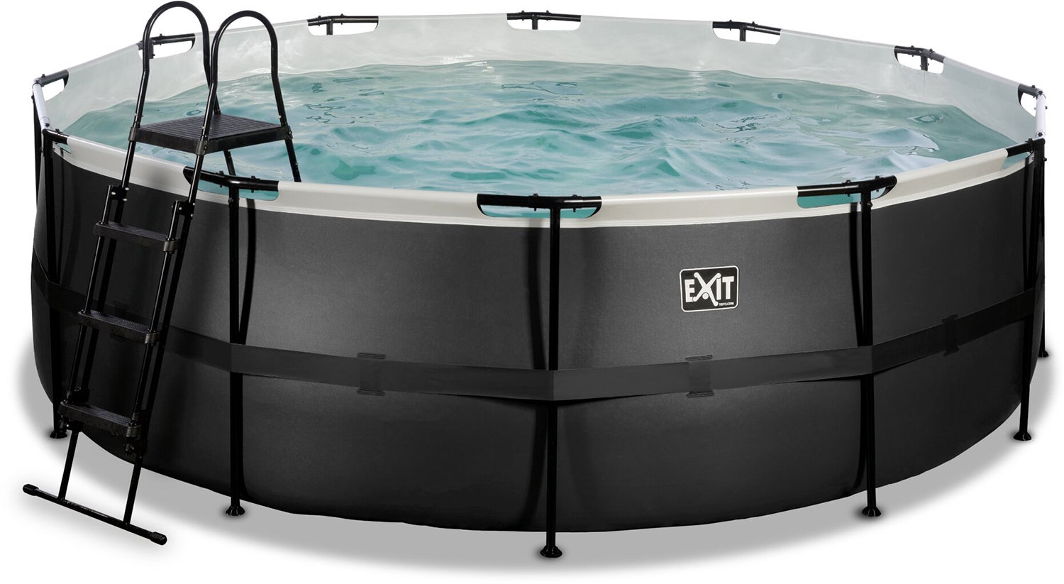 EXIT Svart Läder Pool med Sand Filter Pump 427x122 cm|Svart