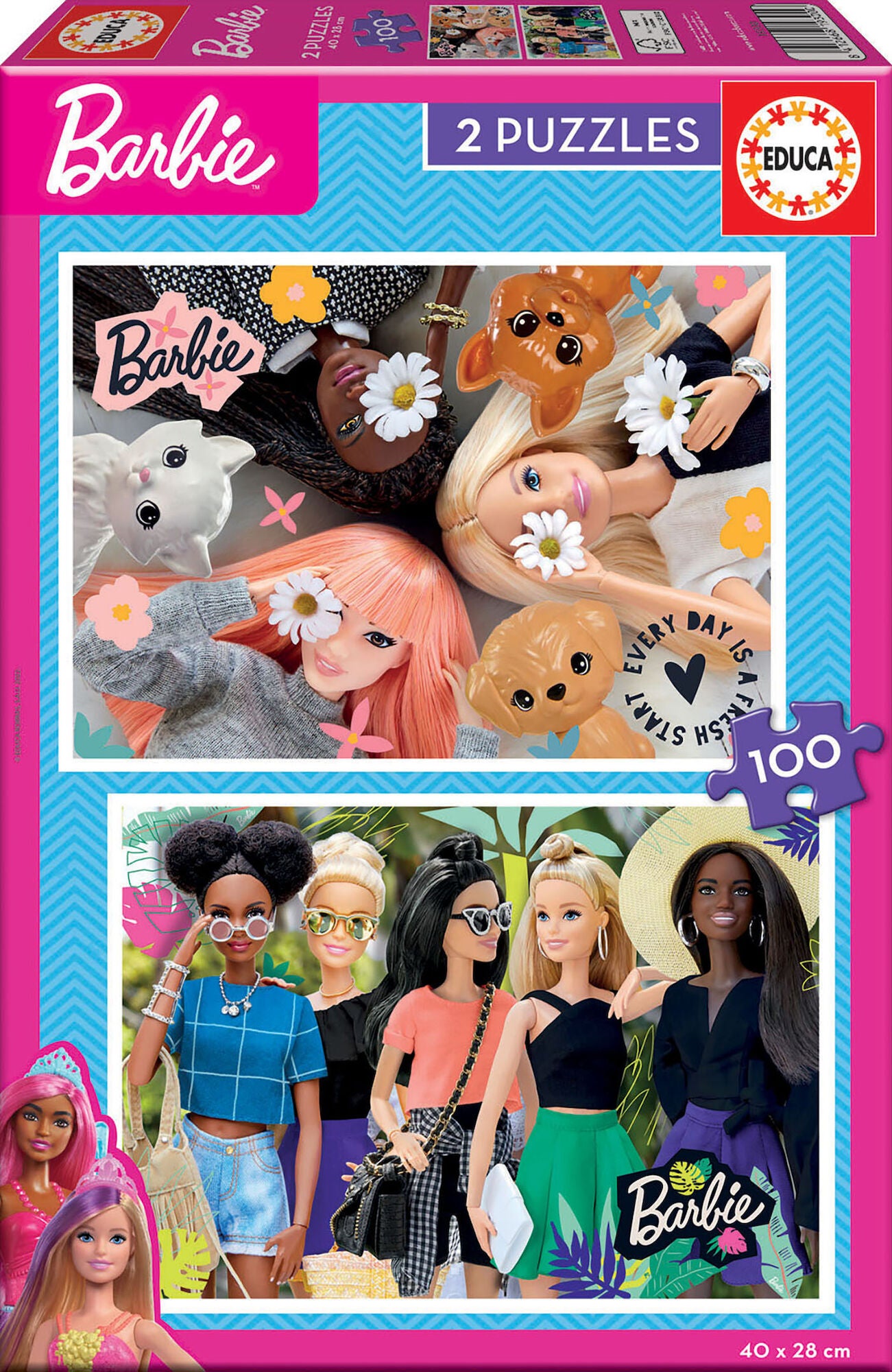 Educa 2x100 Barbie Barnpussel|Flerfärgad
