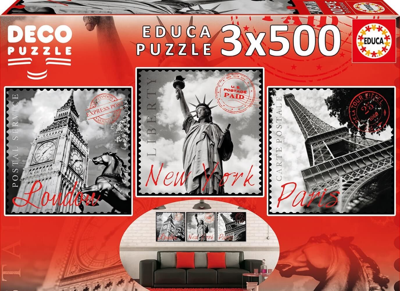 Educa Pussel Big Cities Decorative 3x500 Bitar