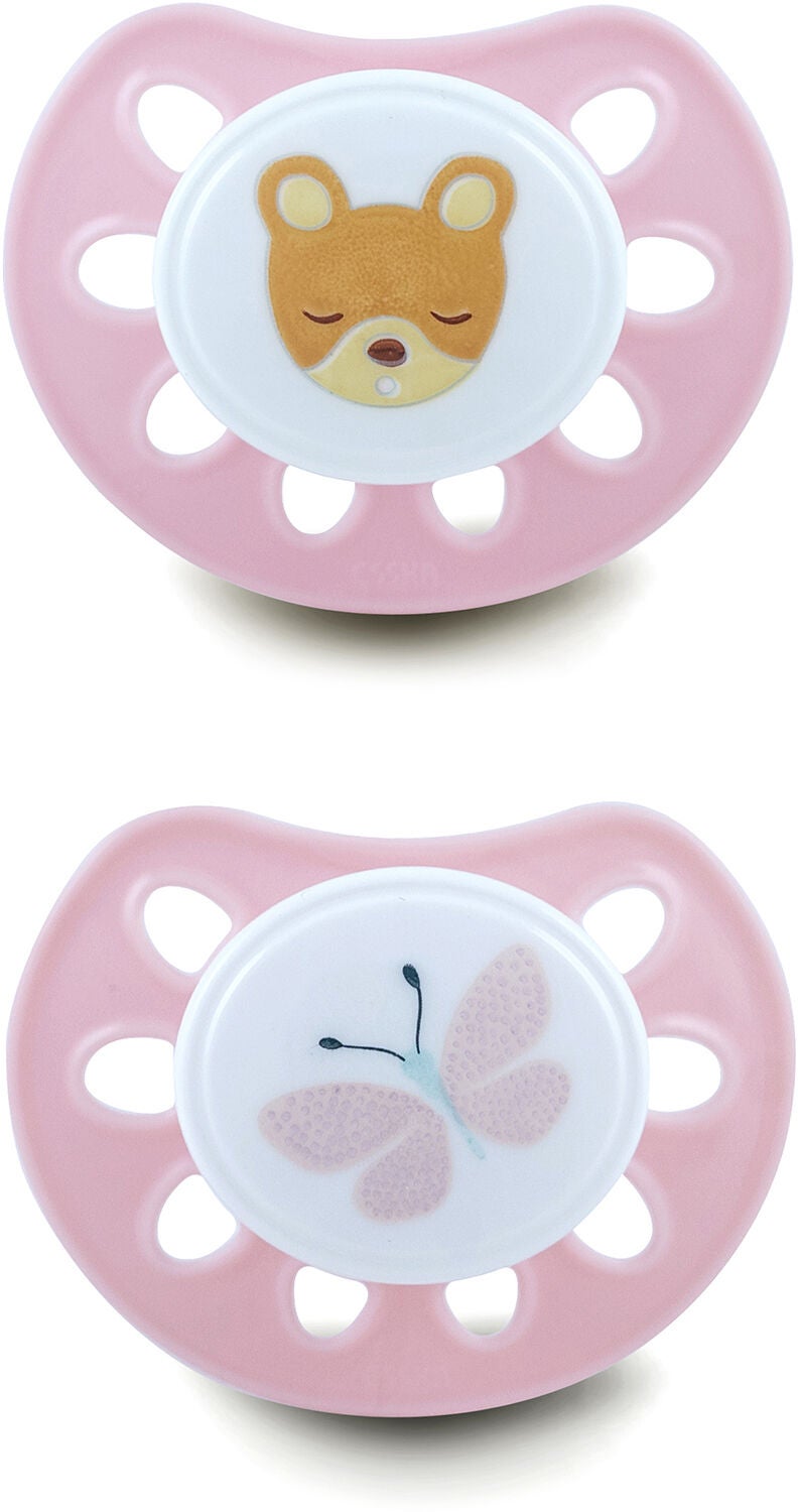 Esska Classic Mini Teddy/Fjäril Silikon Napp 2-pack 0-6 m