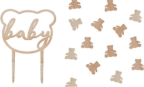 GingerRay Björn Tårtdekoration med Konfetti|Beige