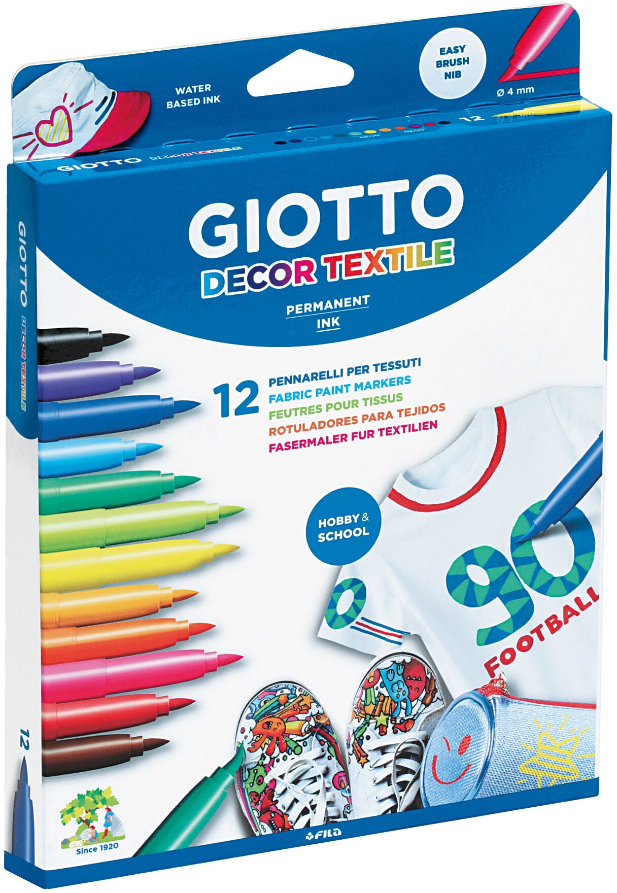 Giotto Decor Textil Tuschpennor 12-pack|