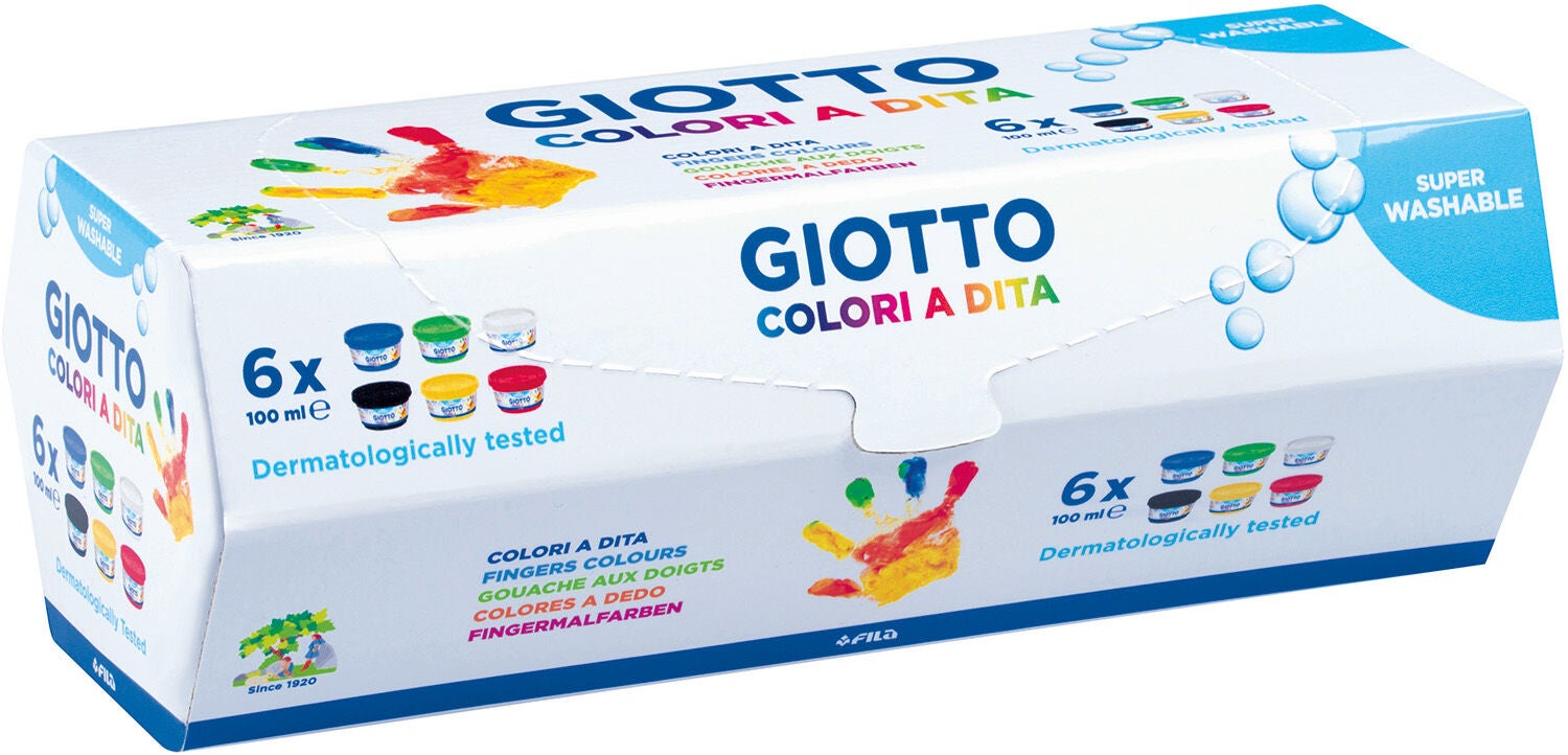 Giotto Dita Fingerfärg 100 ml 6-pack|Olikfärgad