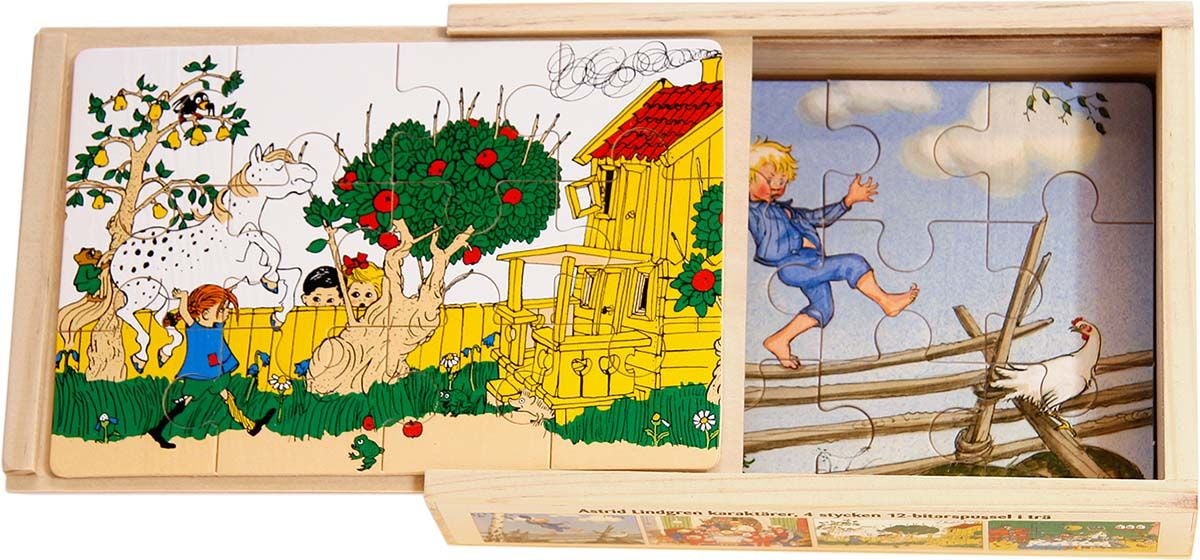 Hjelm Förlag Astrid Lindgren Träpussel 4-pack