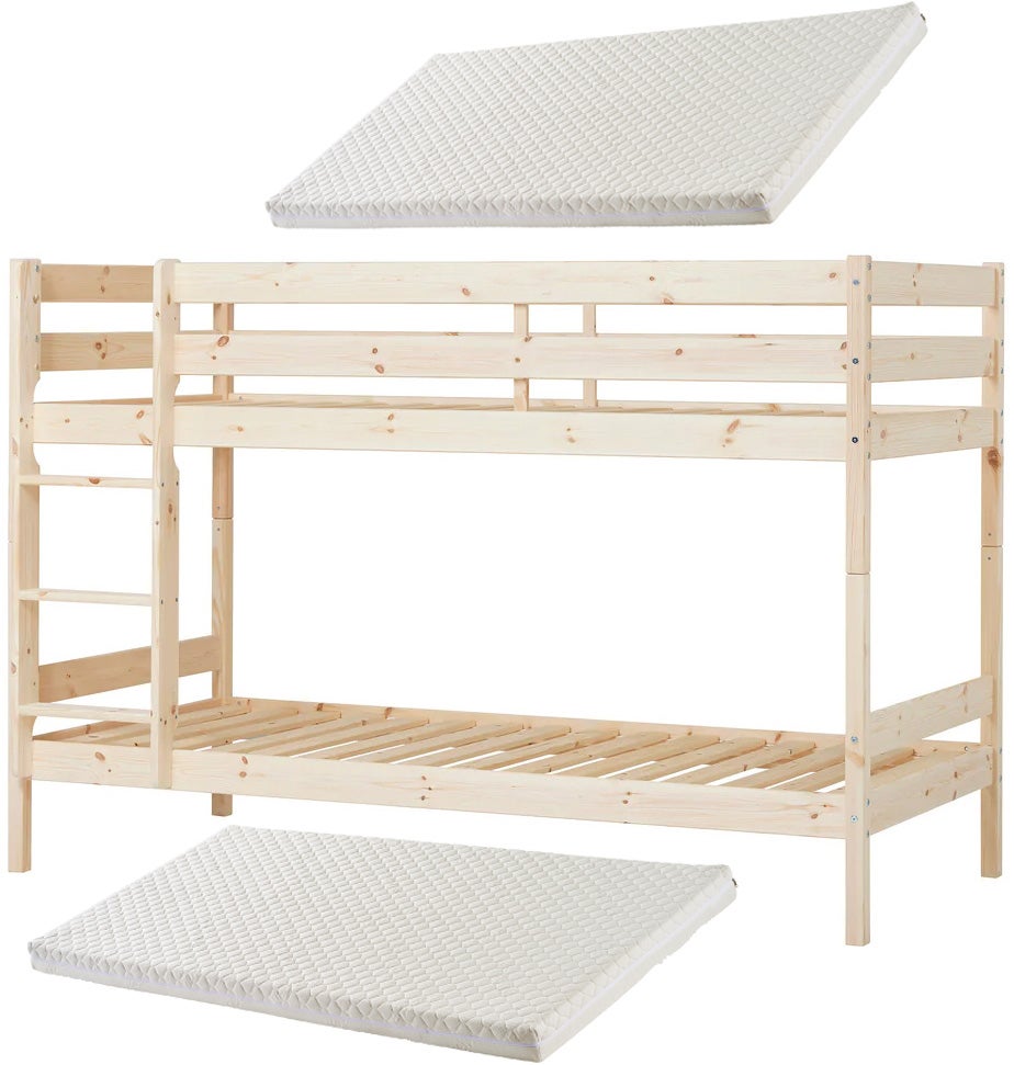 Hoppekids ECO Comfort Våningssäng Med 2x ECO Dream Skummdrass 90x200 Trä