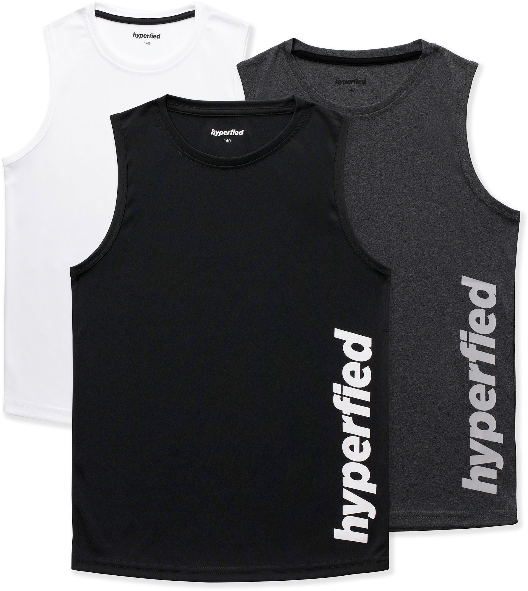 Hyperfied Bounce Tank Top 3-pack|Black/Grey Melange/White 150