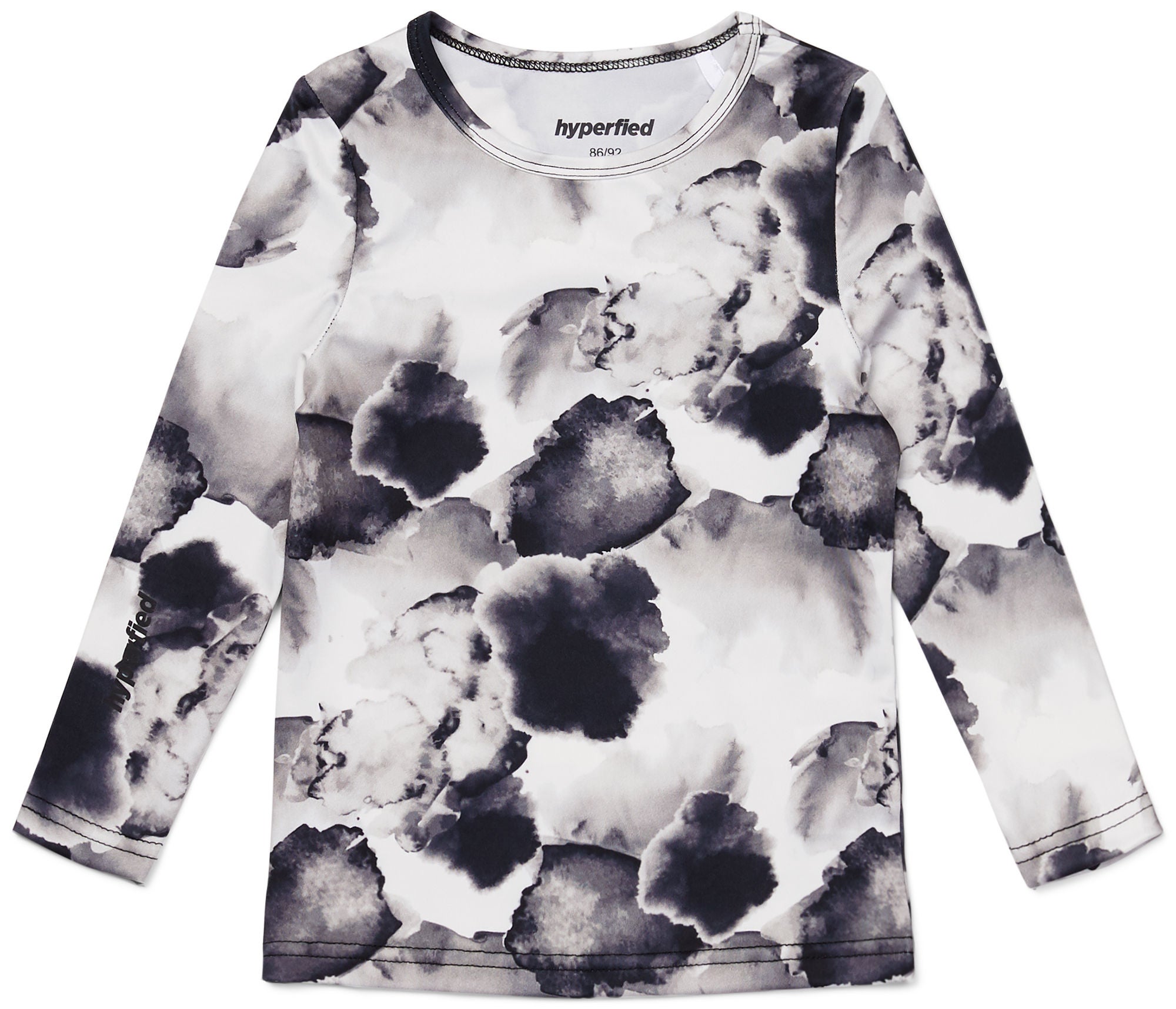 Hyperfied Long Sleeve Logo Top|Black/Grey Watercolor 110-116
