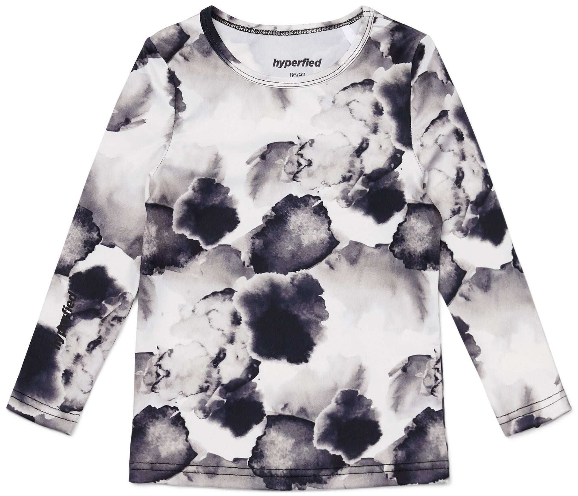 Hyperfied Long Sleeve Logo Top|Black/Grey Watercolor 134-140