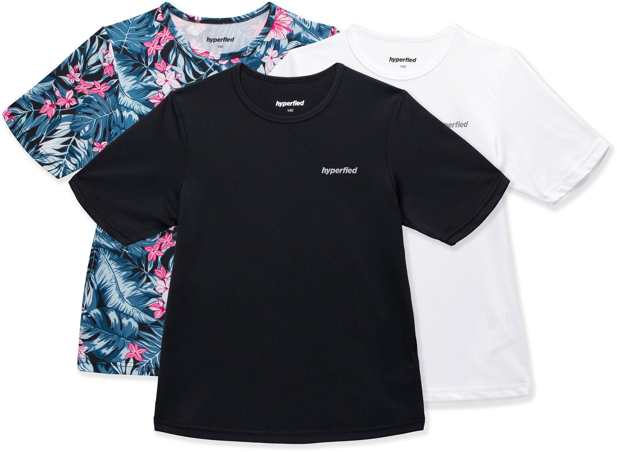 Hyperfied Wave T-Shirt 3-pack|Black/White/Tropical Flower 150