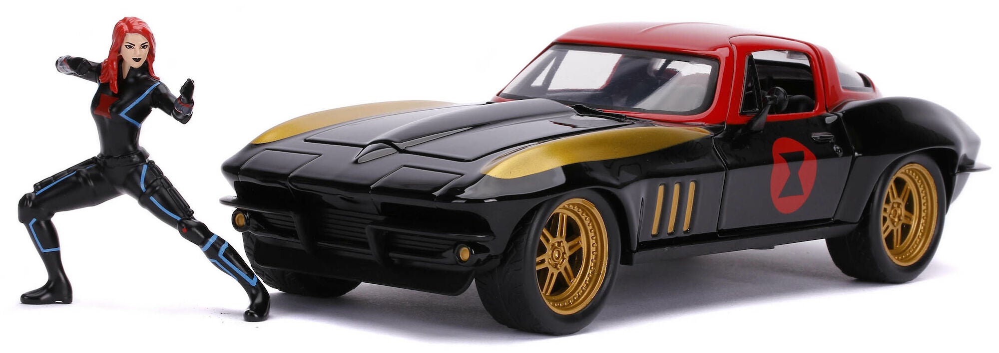 Jada Toys Marvel Bil med Figur Black Widow &  1966 Chevy Corvette 1:24|