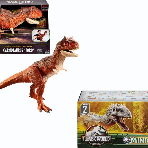 Jurassic World Super Colossal Carnotaurus med Minidinosaurier