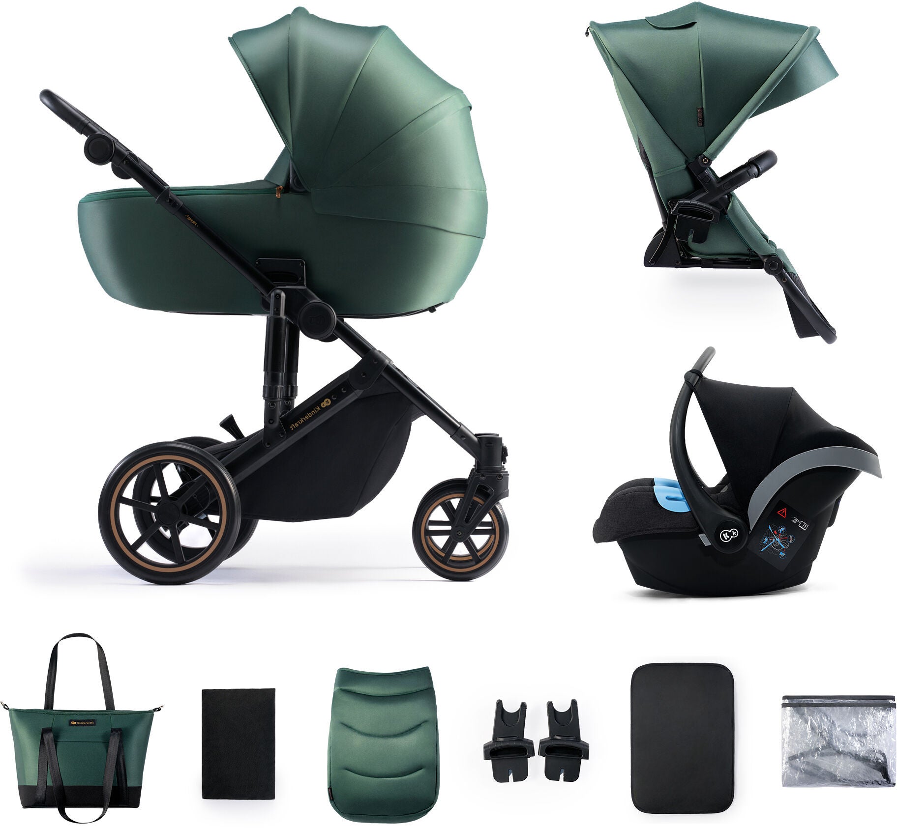 Kinderkraft Prime 2 3-in-1 Duovagn|Dark Green