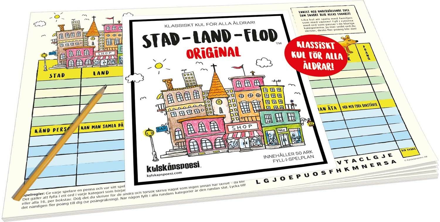 Kylskåpspoesi Stad Land Flod Spelblock|