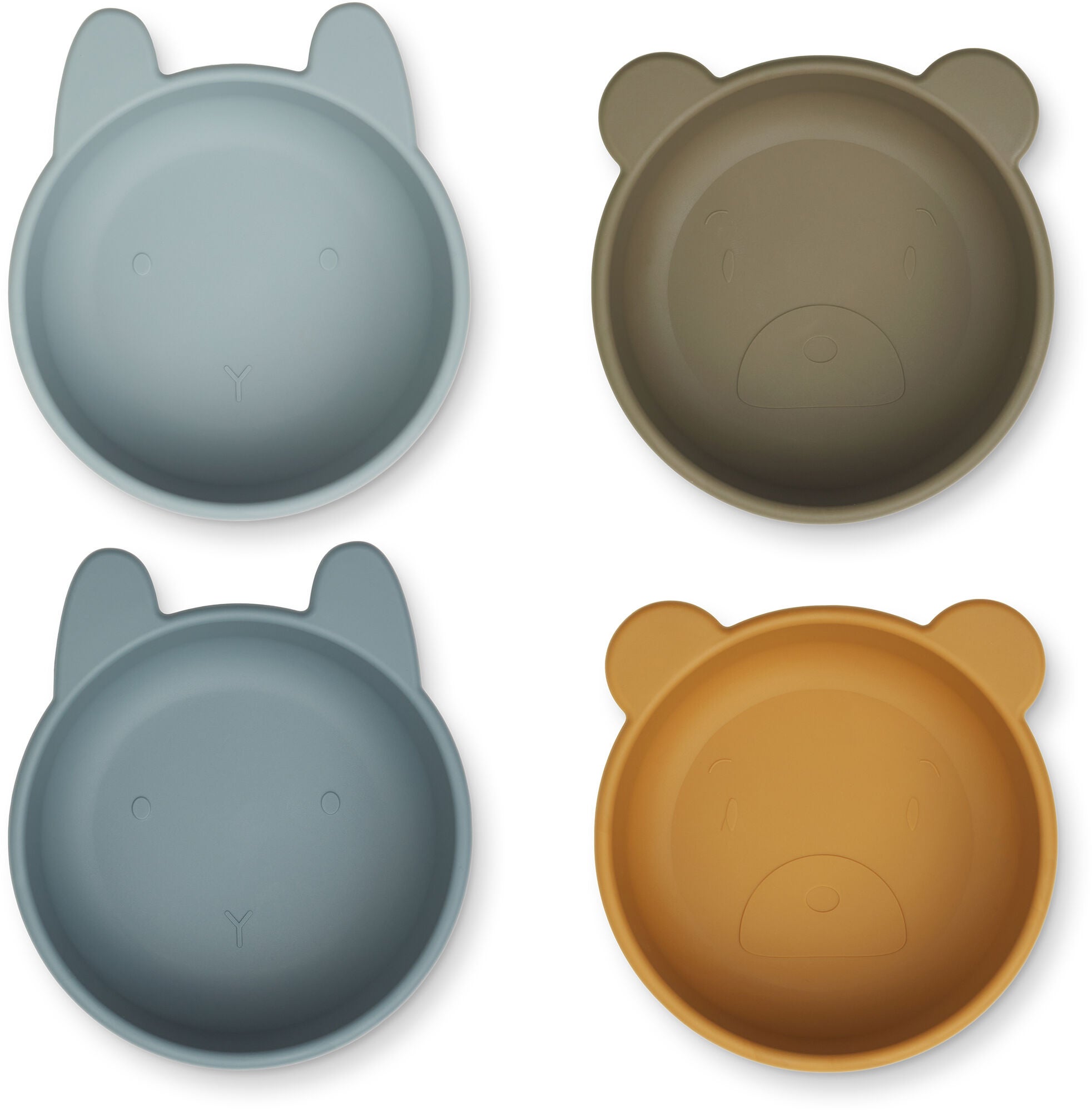 LIEWOOD Iggy Skålar Silikon 4-Pack|Golden Caramel/Blue Multi Mix