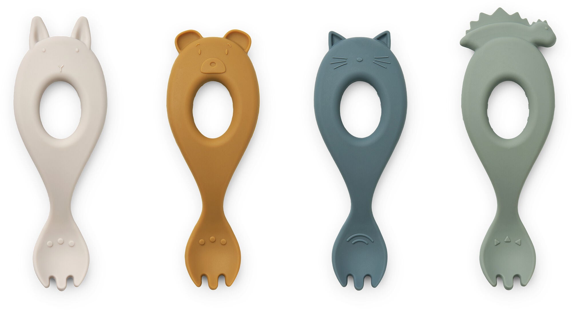 LIEWOOD Liva Gaffel Silikon 4-Pack|Faune Green Multi Mix