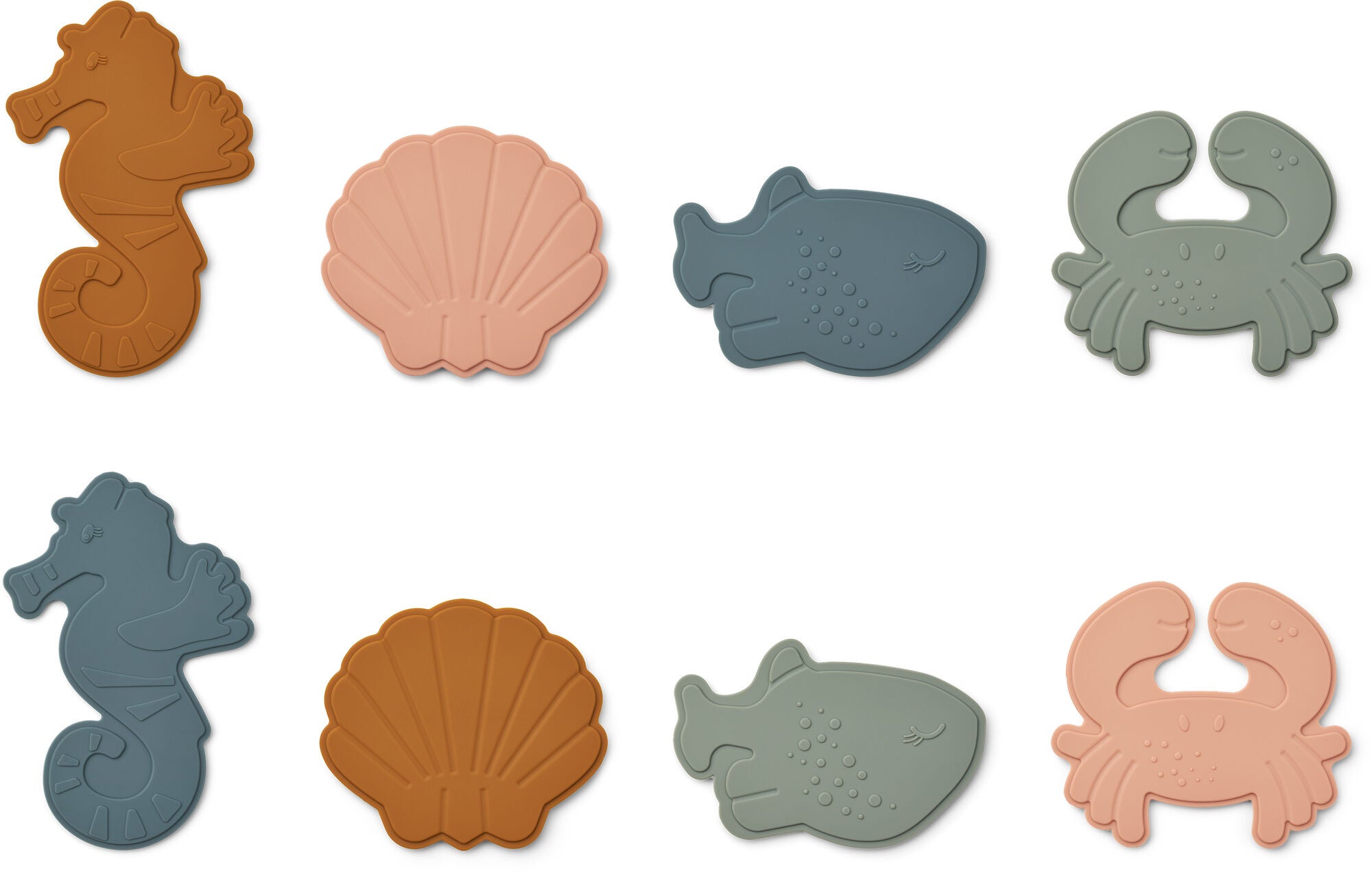 LIEWOOD Paola Mini Badmatta Silikon 8-Pack|Sea Creature/Mustard Multi Mix