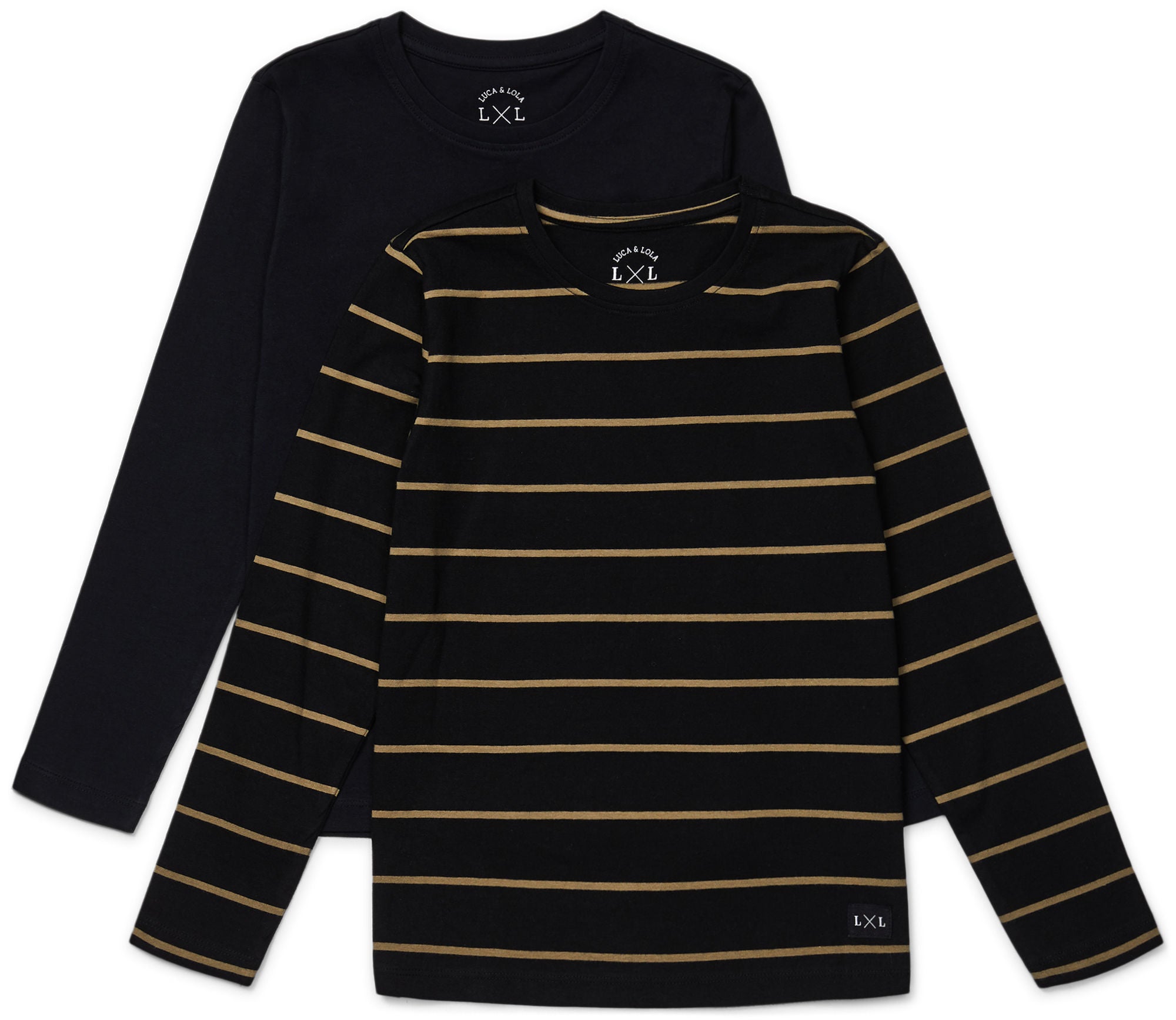 Luca &  Lola Abel Långärmad T-Shirt 2-pack|Black/Stripes 134-140
