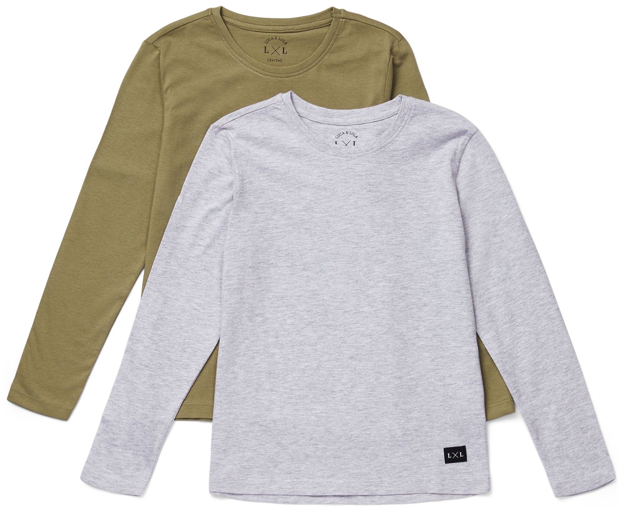 Luca &  Lola Abel Långärmad T-Shirt 2-pack|Grey Melange/Brown 134-140