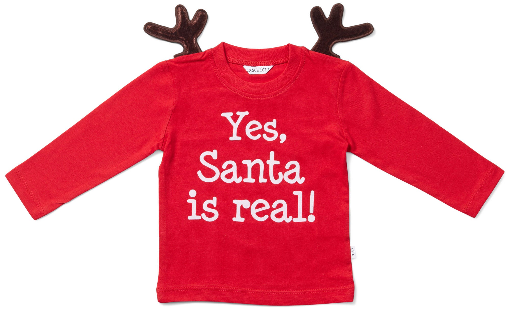 Luca &  Lola Baby Långärmad t-shirt Santa Is Real Deer|Red 62