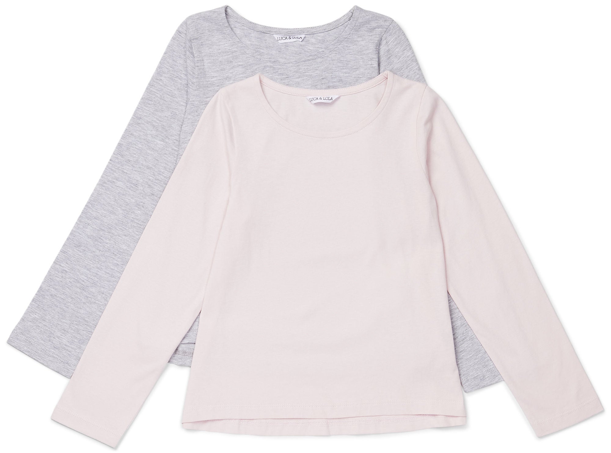 Luca &  Lola Maddelena Långärmad Topp 2-pack|Grey Melange/Pink 110-116