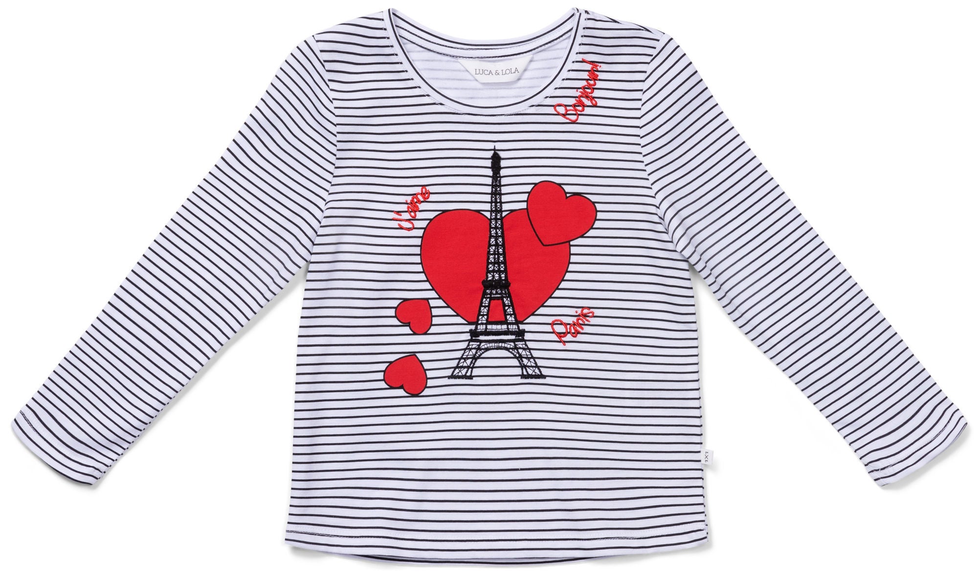 Luca &  Lola Margherita Topp|White/Black Stripes 110-116