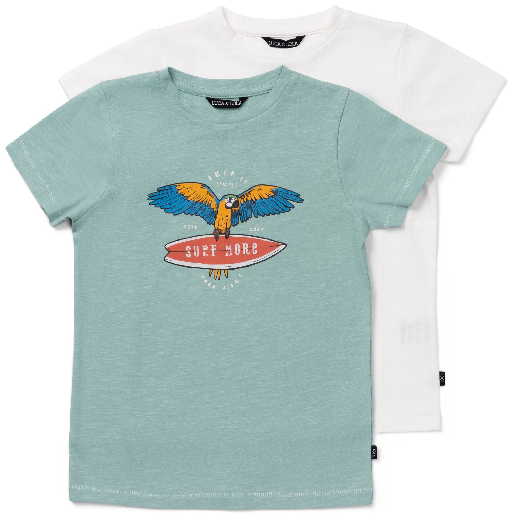 Luca &  Lola Riccione T-Shirt 2-pack|Green/White 98-104