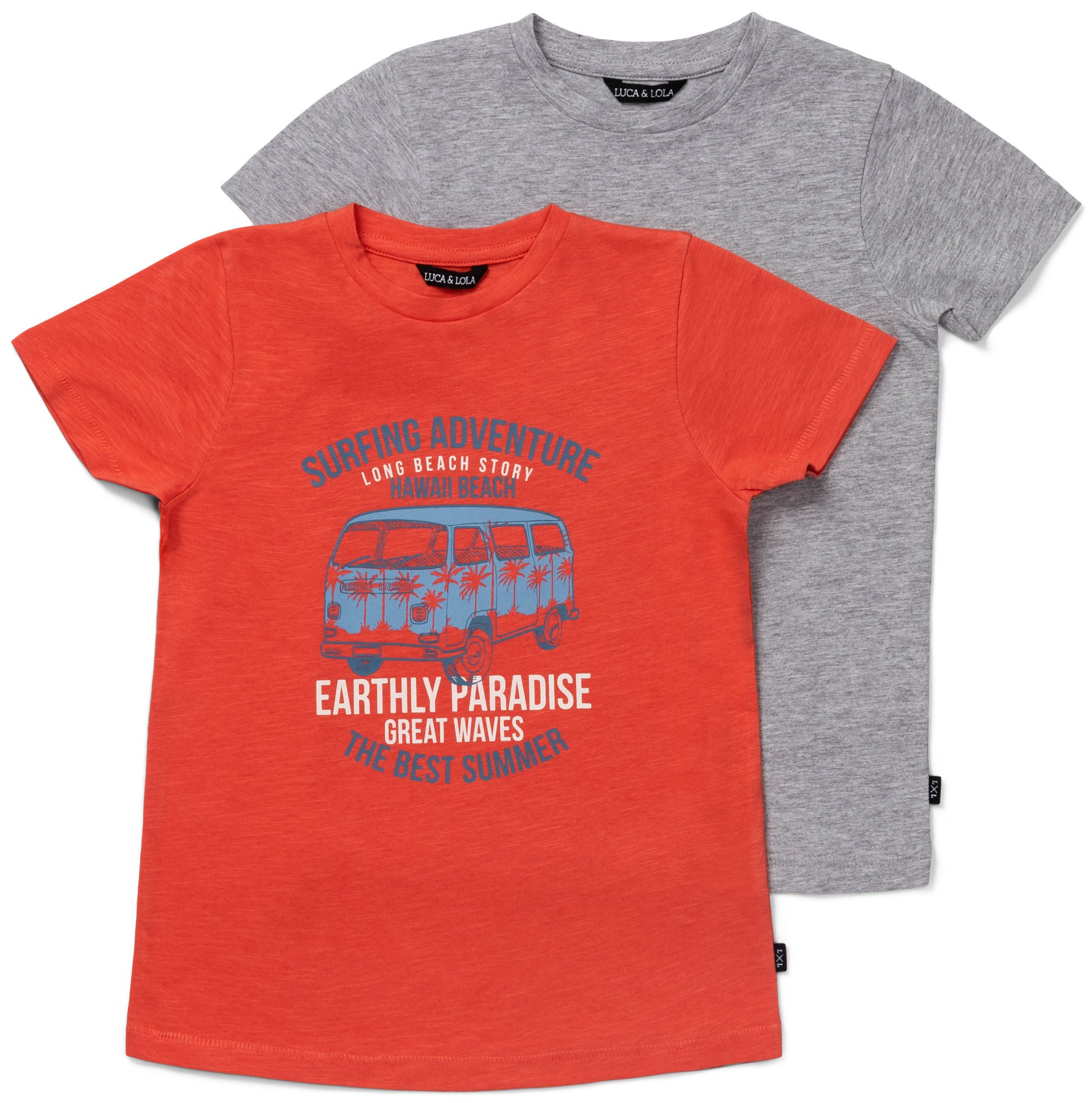 Luca &  Lola Riccione T-Shirt 2-pack|Red/Grey Melange 122-128