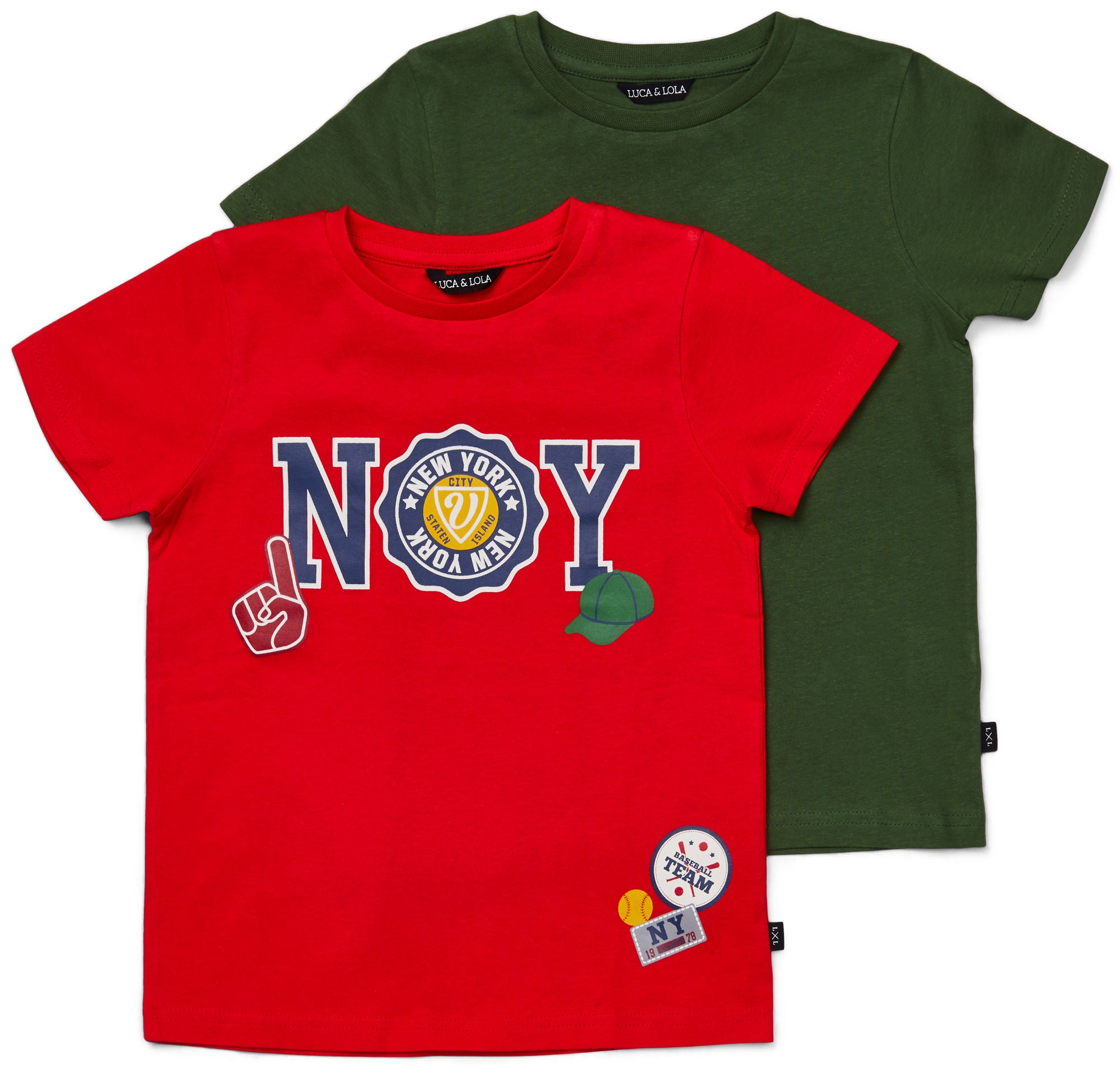 Luca &  Lola San Marino T-Shirt 2-pack|Red/Army Green 122-128
