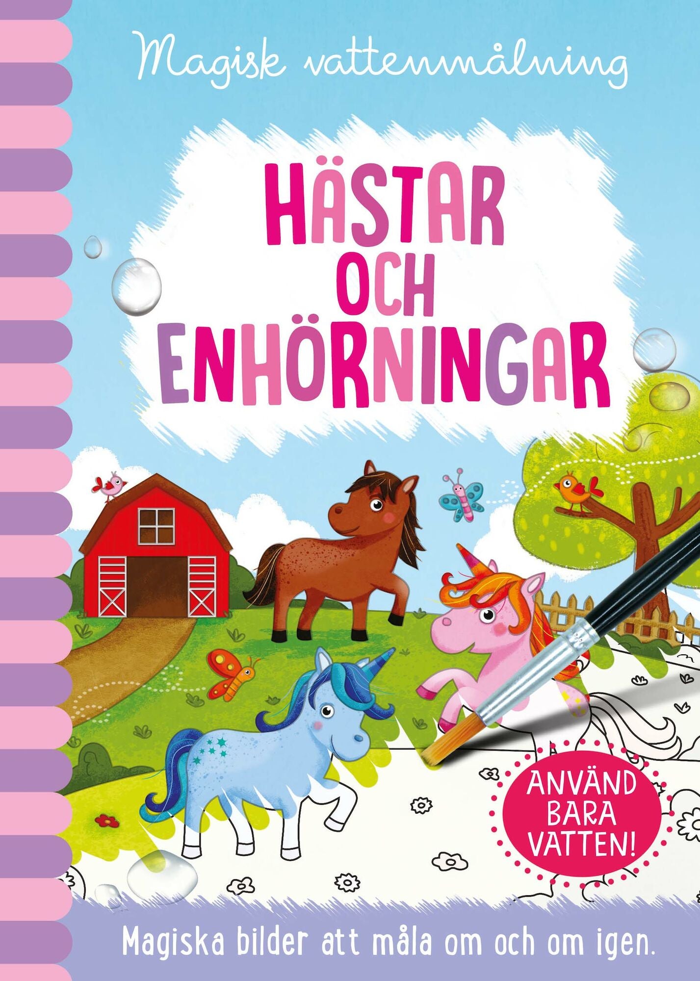 Magisk Vattenmålning Målarbok Hästar Och Enhörningar