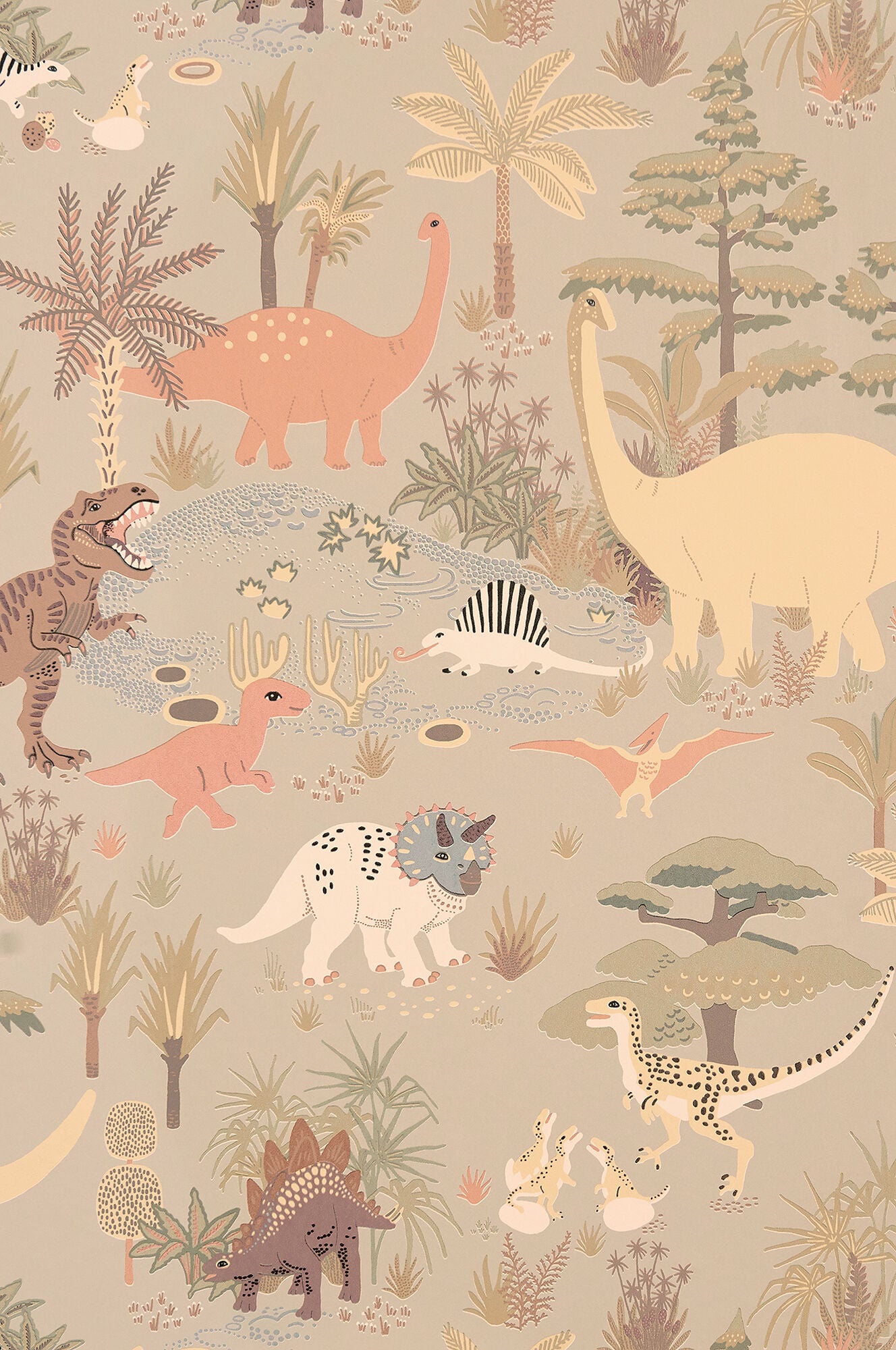 Majvillan Tapet Dinosaur Vibes|Soft Green