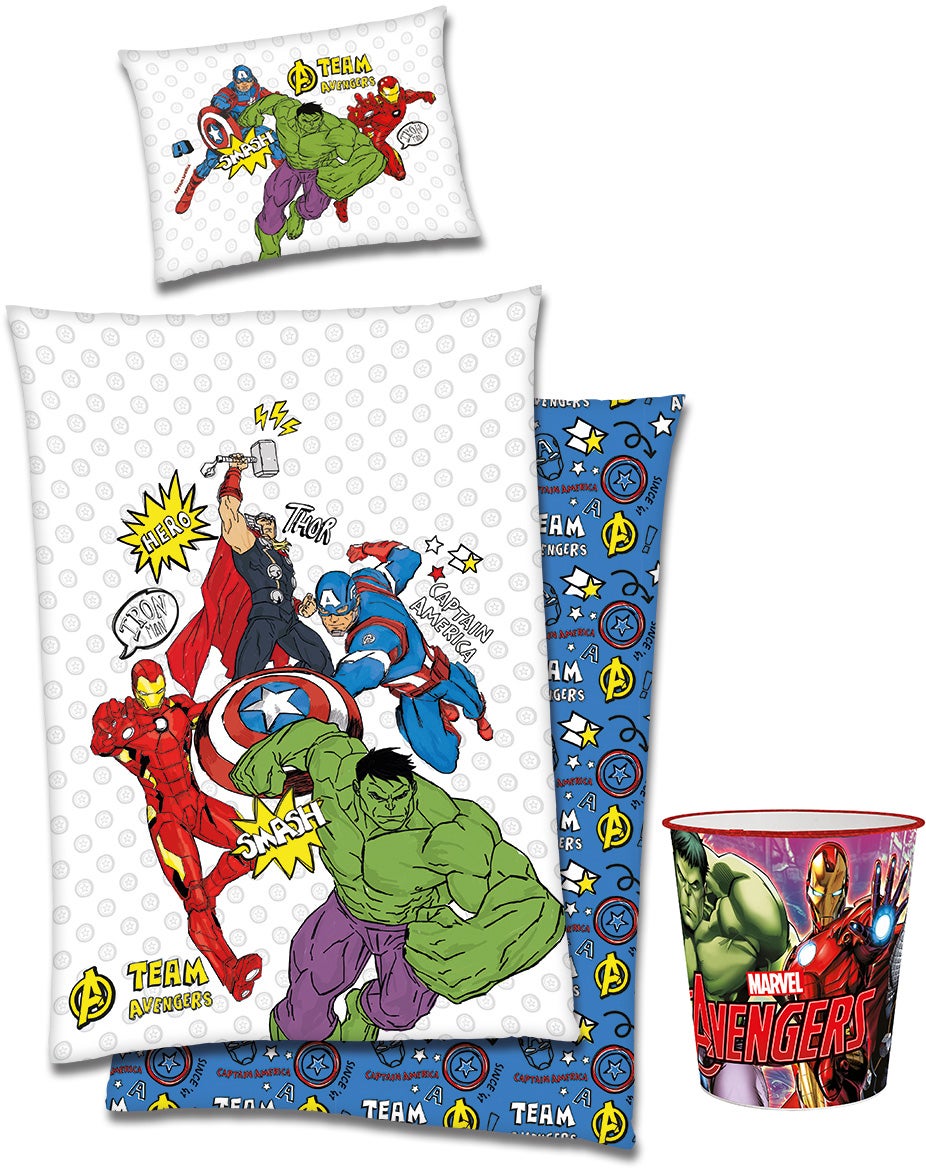 Marvel Avengers Påslakanset och Papperskorg|Blå