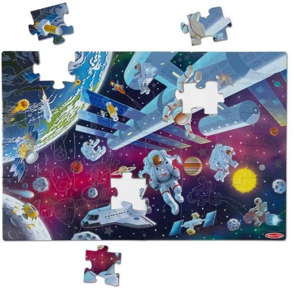 Melissa &  Doug Outer Space Självlysande Golvpussel 48 Bitar|