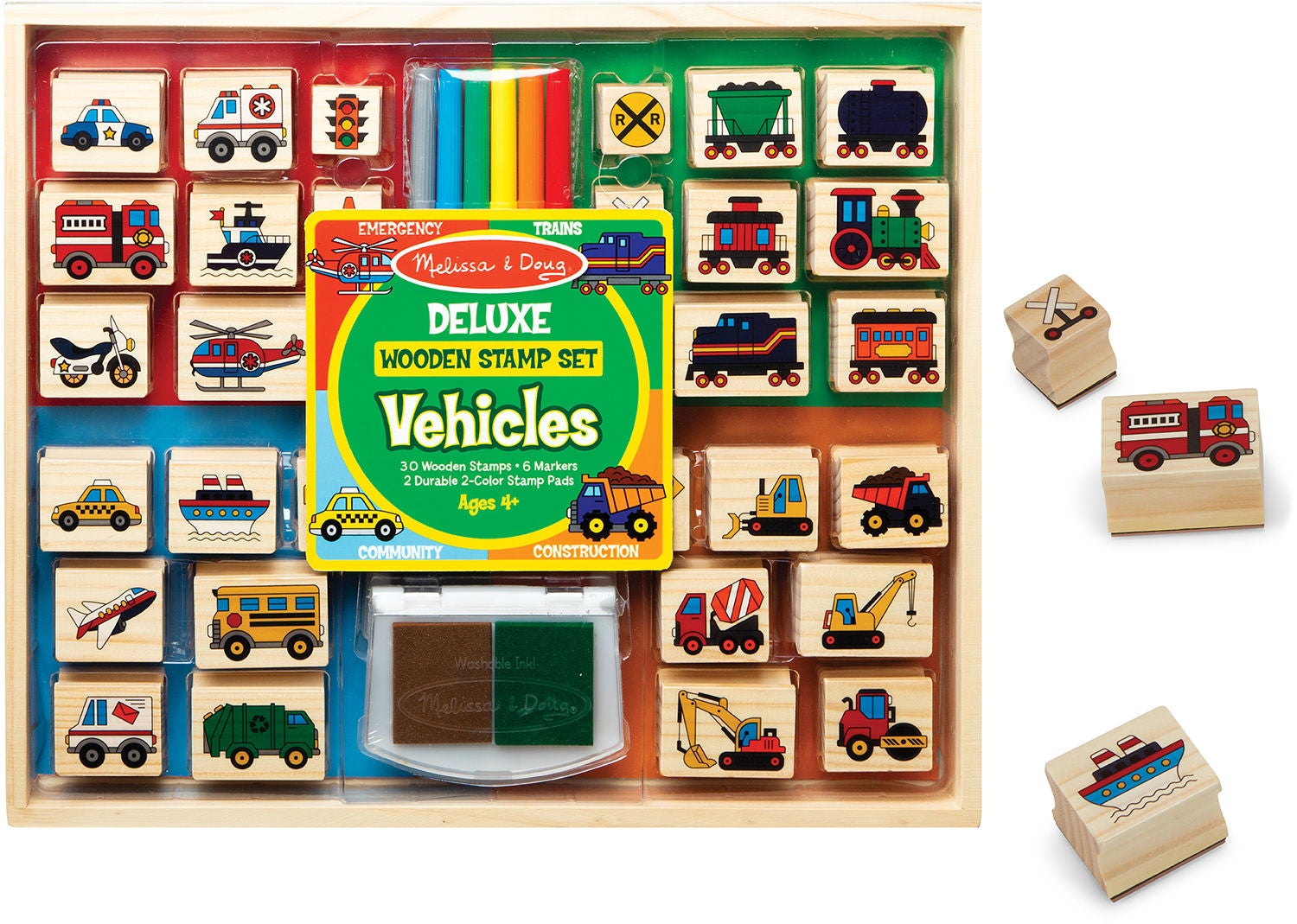Melissa &  Doug Trästämpelset Bilar|