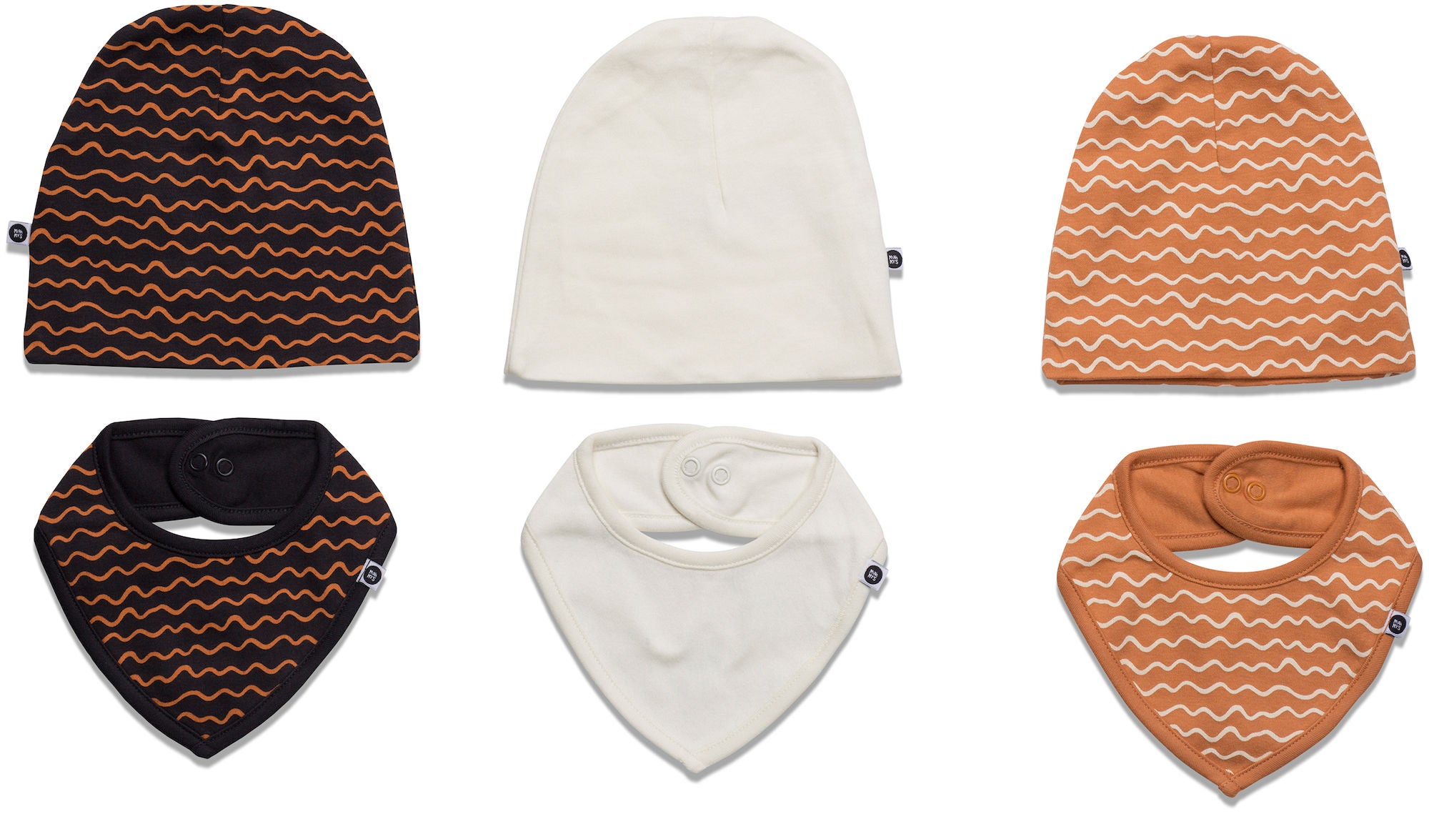 MiniMys Mössa &  Bib 6-Pack Yarn|Caramel 68-74