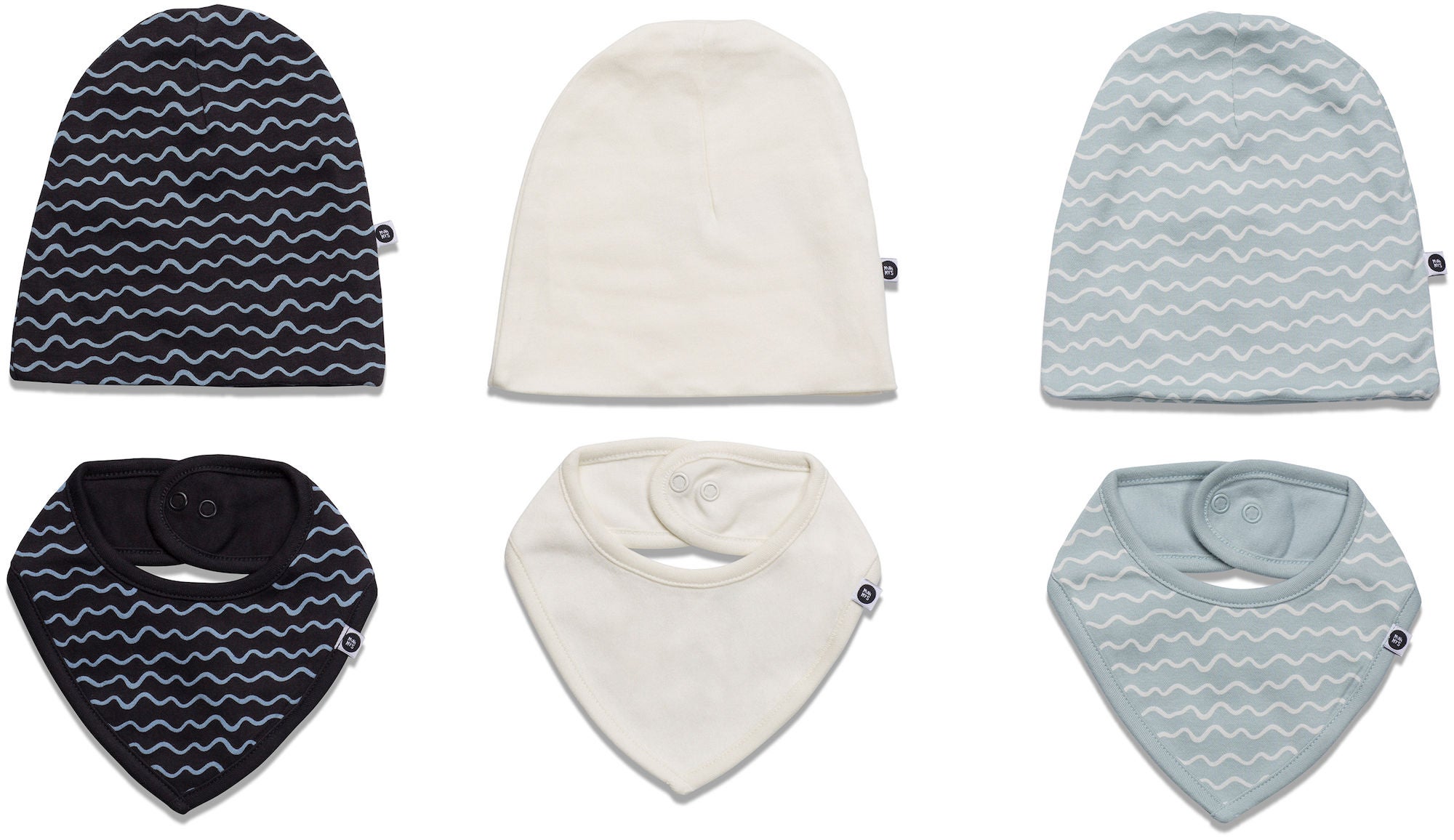 MiniMys Mössa &  Bib 6-Pack Yarn|Cloud Blue 68-74