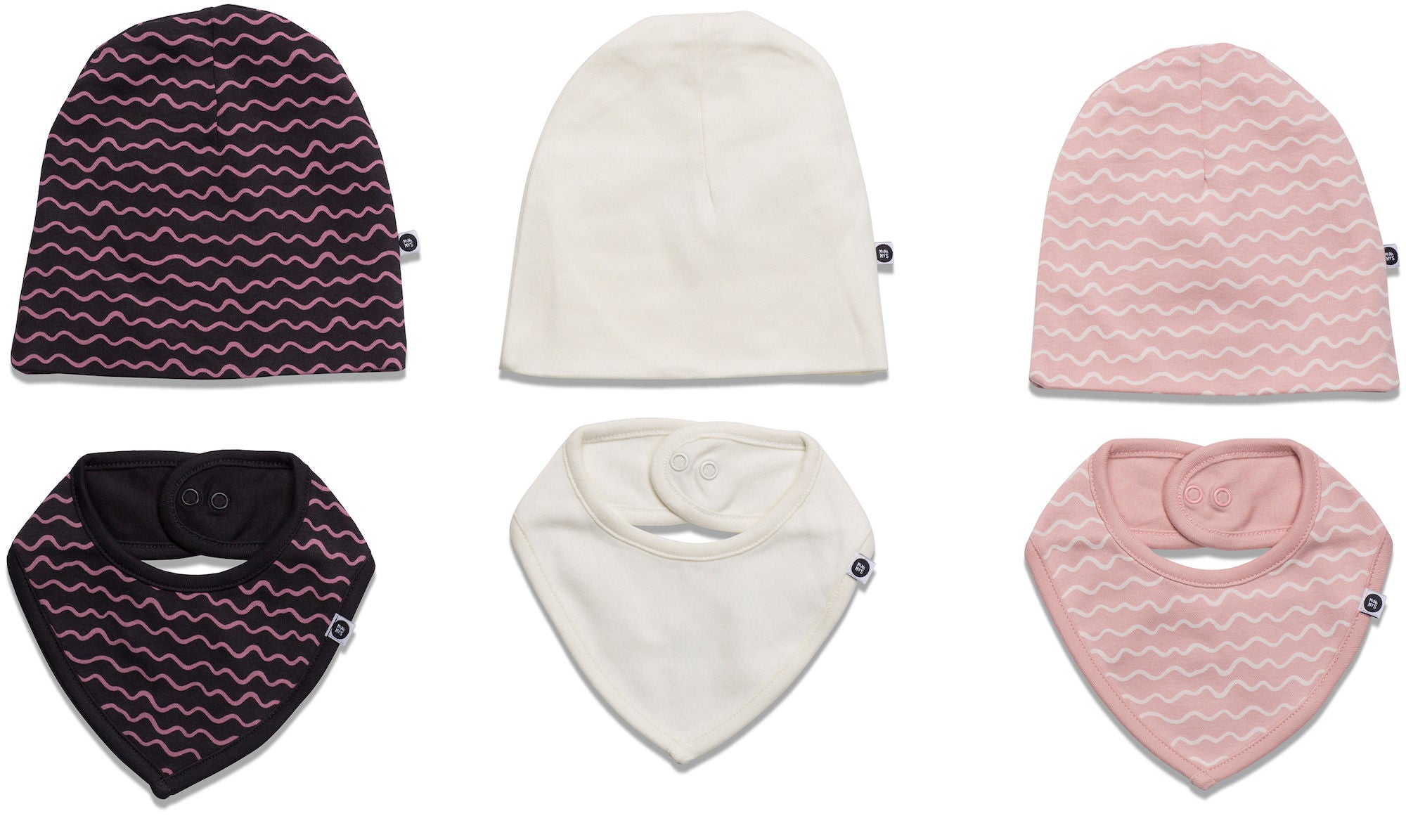 MiniMys Mössa &  Bib 6-Pack Yarn|Silver Pink 68-74
