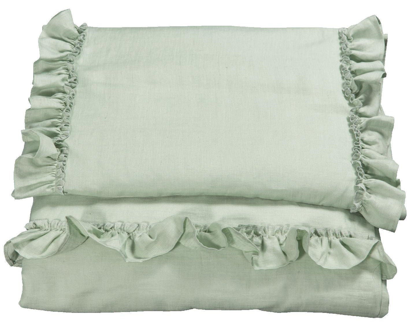 NG Baby Påslakanset 100x130 Volang|Sage Green