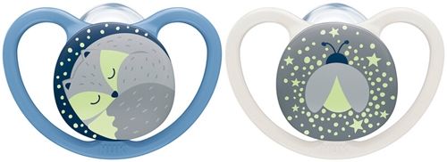 NUK Space Night 0-6 Månader Napp 2-pack