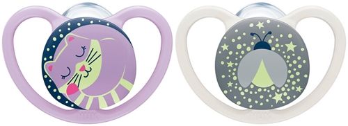 NUK Space Night 6-18 Månader Napp 2-pack