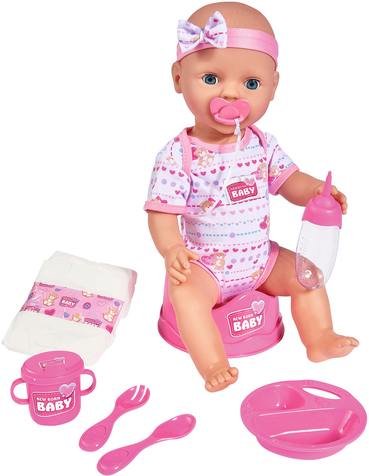 New Born Baby Docka Flicka Med Tillbehör|Rosa