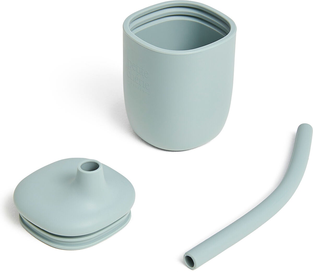 Petite Chérie Belle Silikonmugg med Sugrör|Dusty Blue