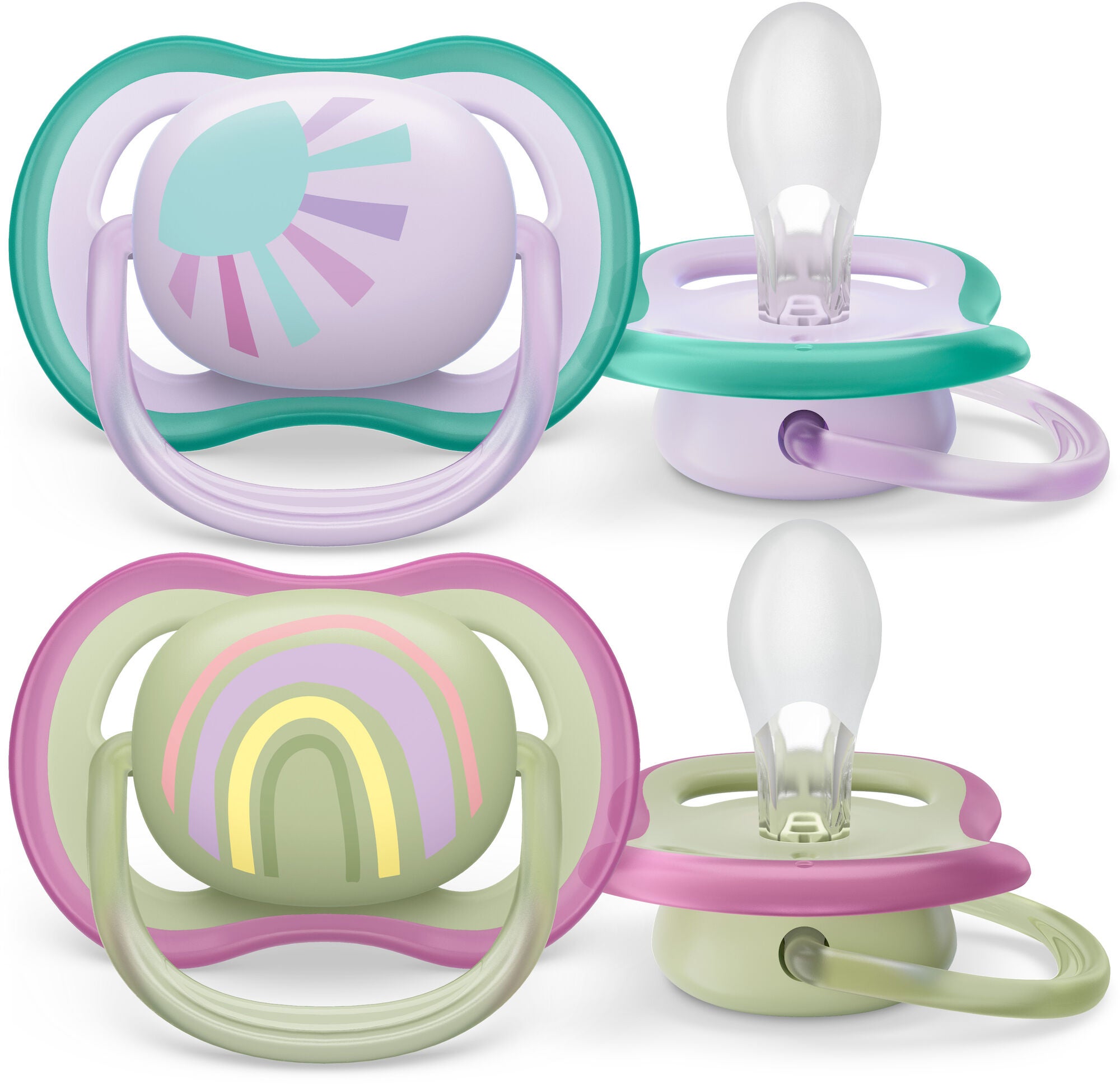 Philips Avent Ultra Air Deco Napp 2-Pack 0-6m|Grön/Lila
