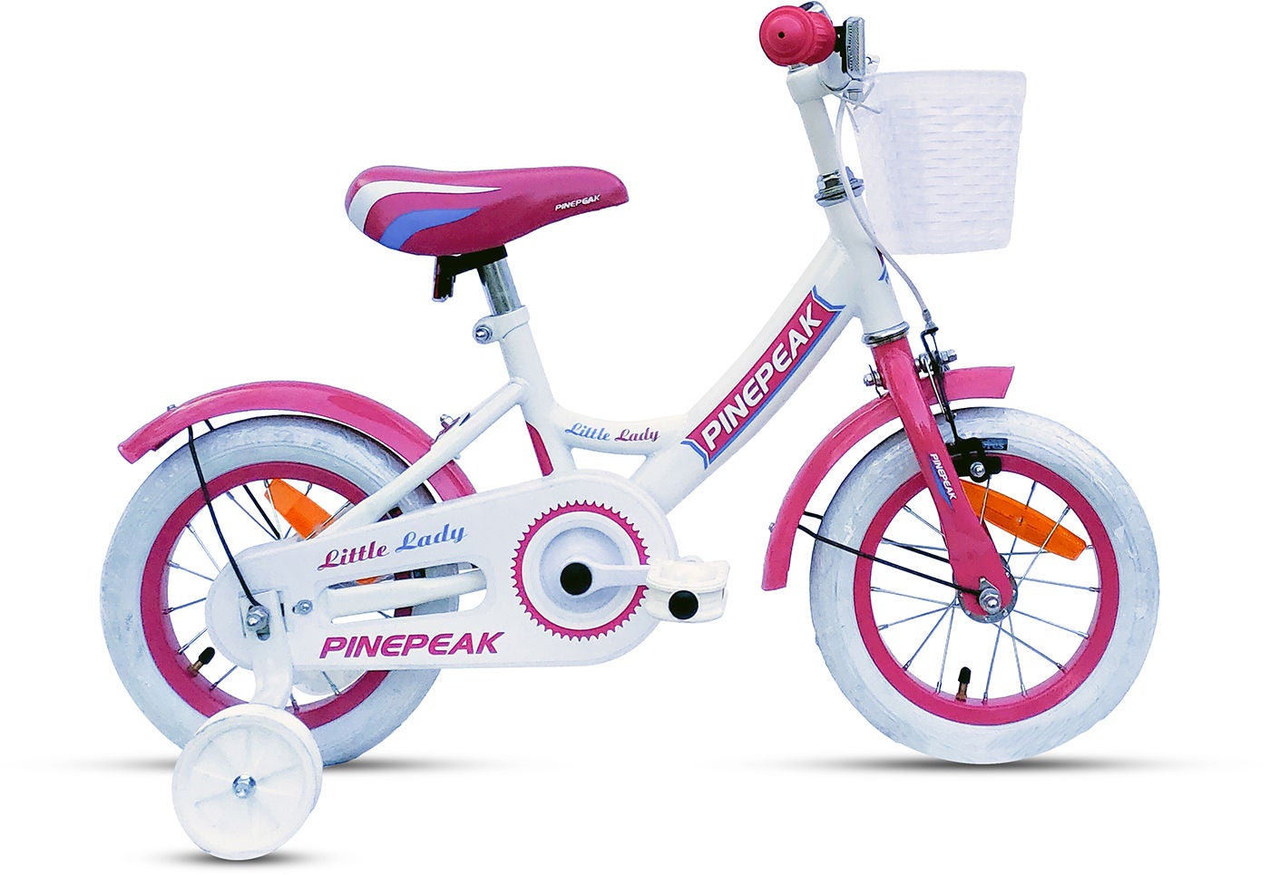 Pinepeak Leah Barncykel 12 tum|Vit/Rosa