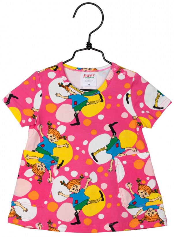 Pippi Långstrump Hjuling Klänning|Pink