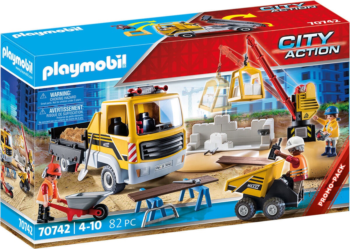 Playmobil 70742 City Action Byggarbetsplats med Anläggningsfordon|