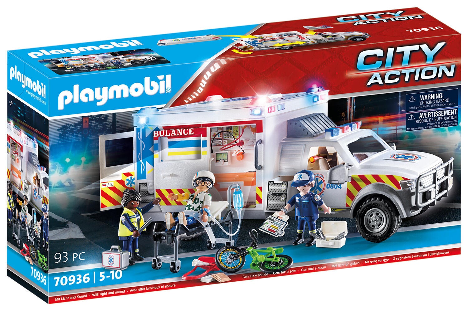 Playmobil 70936 City Action Amerikansk Ambulans Med Ljus Och Ljud|